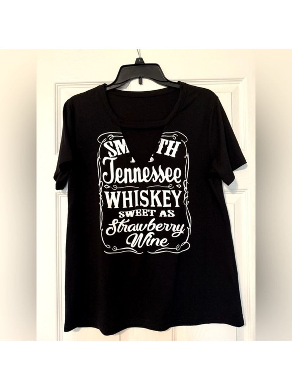Black Graphic Tee with White Print